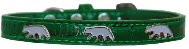 Polar Bear Widget Croc Dog Collar Emerald Green Size 18